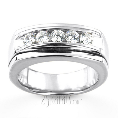 0.75 ct. Five Stone Channel Set Diamond Men Ring - view 5 of 6