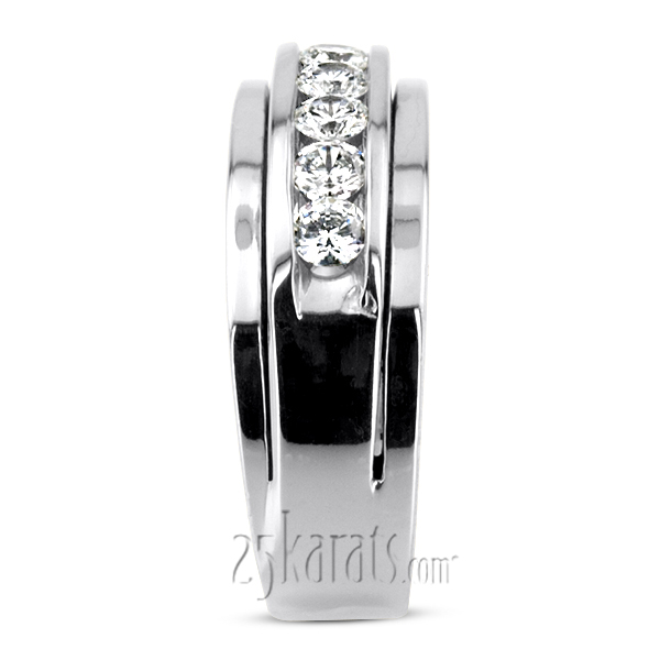 0.75 ct. Five Stone Channel Set Diamond Men Ring - view 6