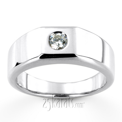 0.25 ct. Round Cut Bezel Set Solitaire Diamond Man Ring - view 5 of 6