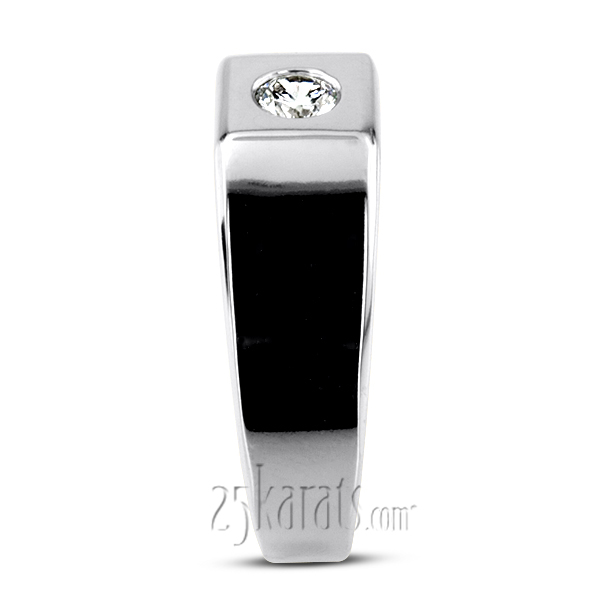 0.25 ct. Round Cut Bezel Set Solitaire Diamond Man Ring - view 6