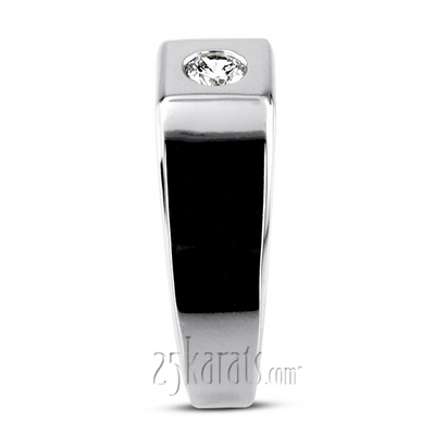 0.25 ct. Round Cut Bezel Set Solitaire Diamond Man Ring - view 6 of 6