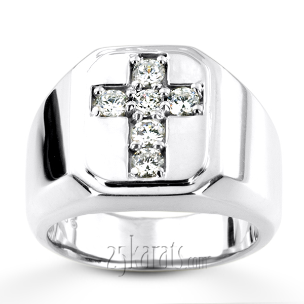 0.60 ct. Round Cut Cross Diamond Men Ring - view 2