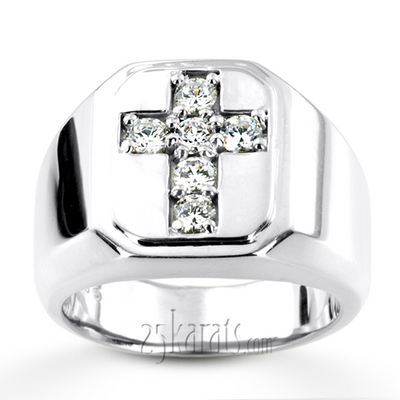 0.60 ct. Round Cut Cross Diamond Men Ring - view 2 of 6