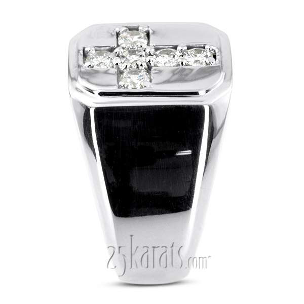 0.60 ct. Round Cut Cross Diamond Men Ring - view 3