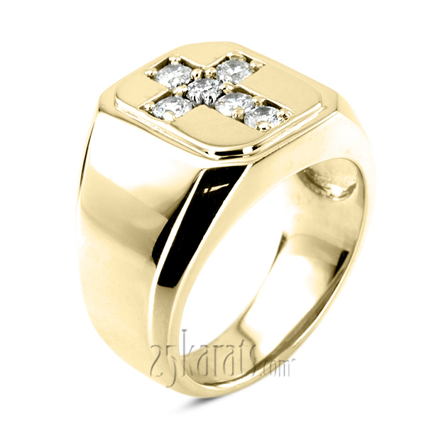 0.60 ct. Round Cut Cross Diamond Men Ring - view 4