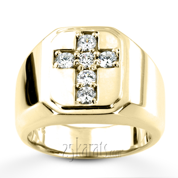 0.60 ct. Round Cut Cross Diamond Men Ring - view 5