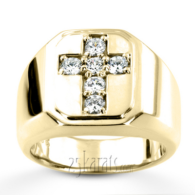 0.60 ct. Round Cut Cross Diamond Men Ring - view 5 of 6