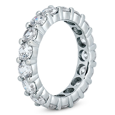 3.75 ct. Round Cut Prong Set  Diamond Eternity Wedding Band - view 2