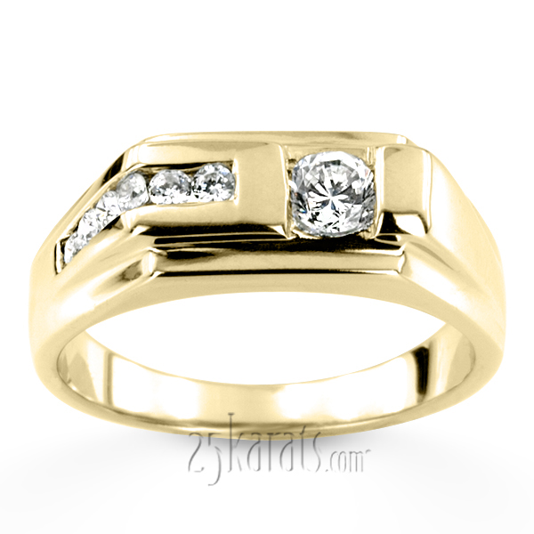 0.45 ct. Multi-Shape Channel Set Diamond Man Ring - view 2