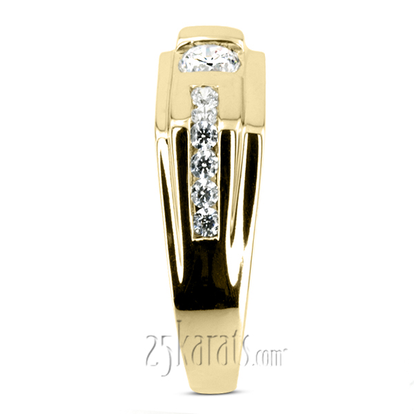 0.45 ct. Multi-Shape Channel Set Diamond Man Ring - view 3