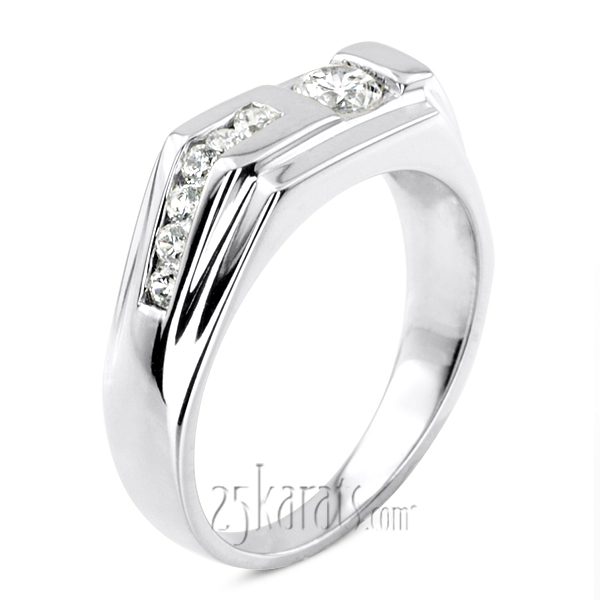 0.45 ct. Multi-Shape Channel Set Diamond Man Ring - view 4