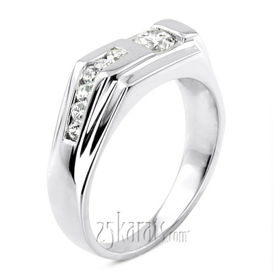 0.45 ct. Multi-Shape Channel Set Diamond Man Ring - view 4 of 6