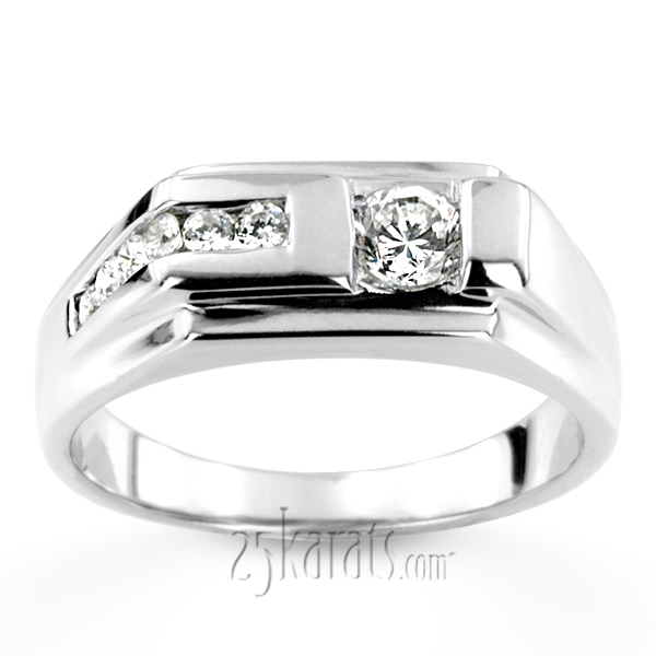 0.45 ct. Multi-Shape Channel Set Diamond Man Ring - view 5