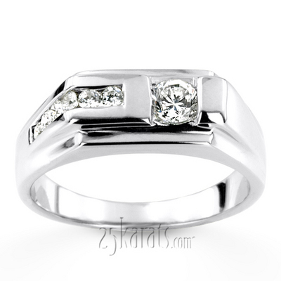 0.45 ct. Multi-Shape Channel Set Diamond Man Ring - view 5 of 6