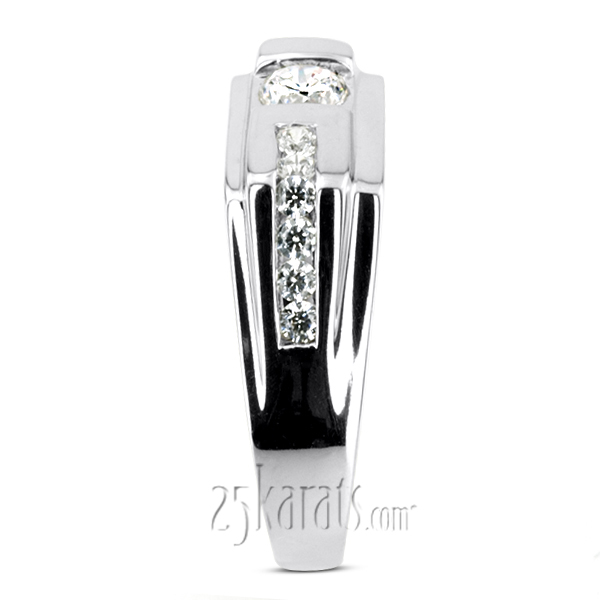 0.45 ct. Multi-Shape Channel Set Diamond Man Ring - view 6