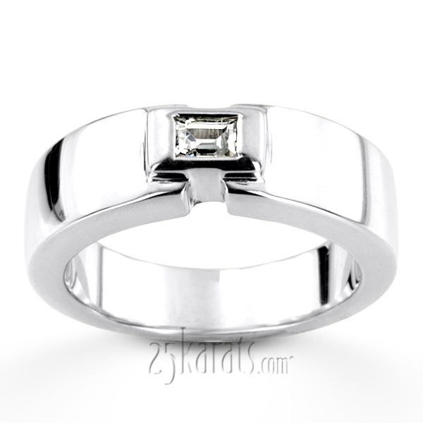 0.25 ct. Emerald Cut Bezel Set Diamond Men's Ring - view 2