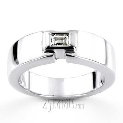 0.25 ct. Emerald Cut Bezel Set Diamond Men's Ring - view 2 of 6