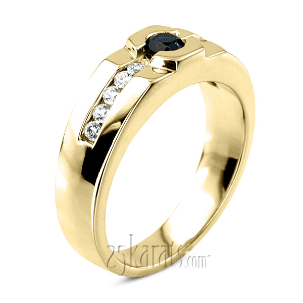 0.55 ct. Round Cut Bezel Set Diamond Man Ring - view 4