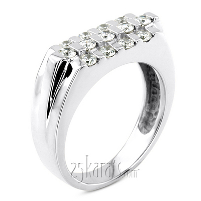 0.75 ct. Round Cut Bar Set Diamond Men Ring