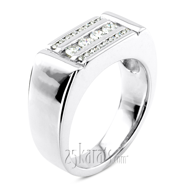 0.56 ct. Channel Set Triple Row Diamond Man Ring - view 4