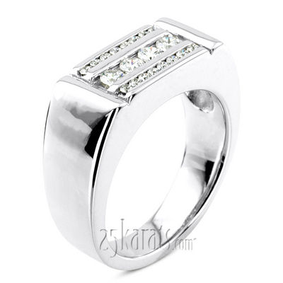 0.56 ct. Channel Set Triple Row Diamond Man Ring - view 4 of 6