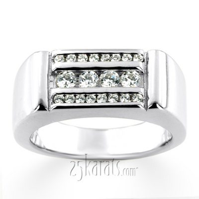 0.56 ct. Channel Set Triple Row Diamond Man Ring - view 5 of 6