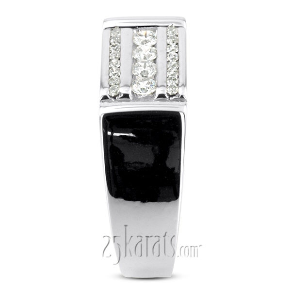 0.56 ct. Channel Set Triple Row Diamond Man Ring - view 6