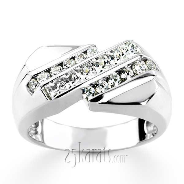 0.91 ct. Multi-Shape Channel Set Diamond Men Band - view 2