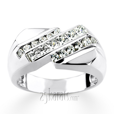 0.91 ct. Multi-Shape Channel Set Diamond Men Band - view 2 of 6