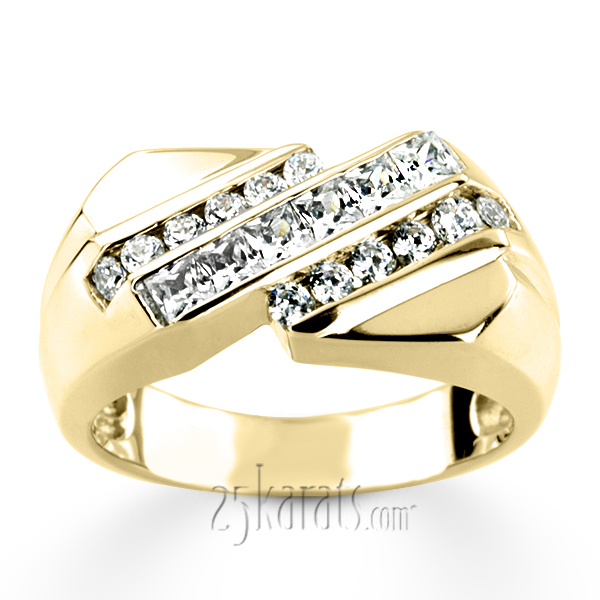 0.91 ct. Multi-Shape Channel Set Diamond Men Band - view 5