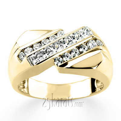 0.91 ct. Multi-Shape Channel Set Diamond Men Band - view 5 of 6