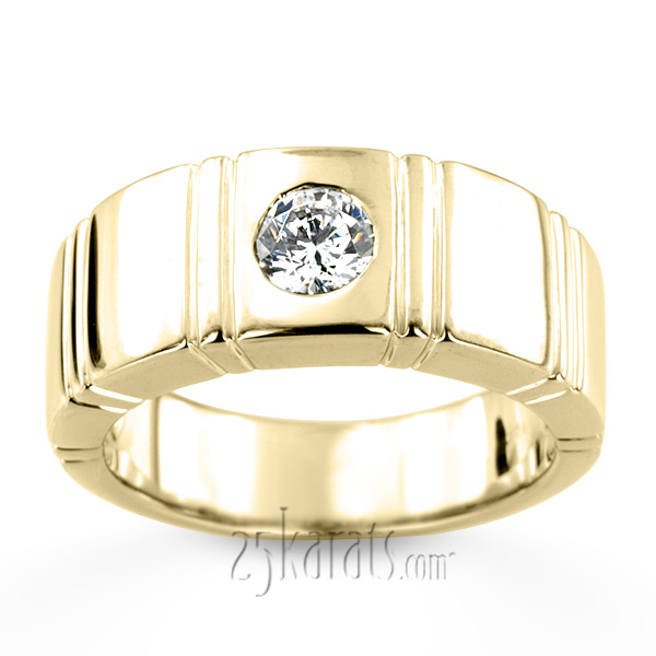 0.50 ct. Round Cut Bezel Set Solitaire Diamond Men Ring - view 2