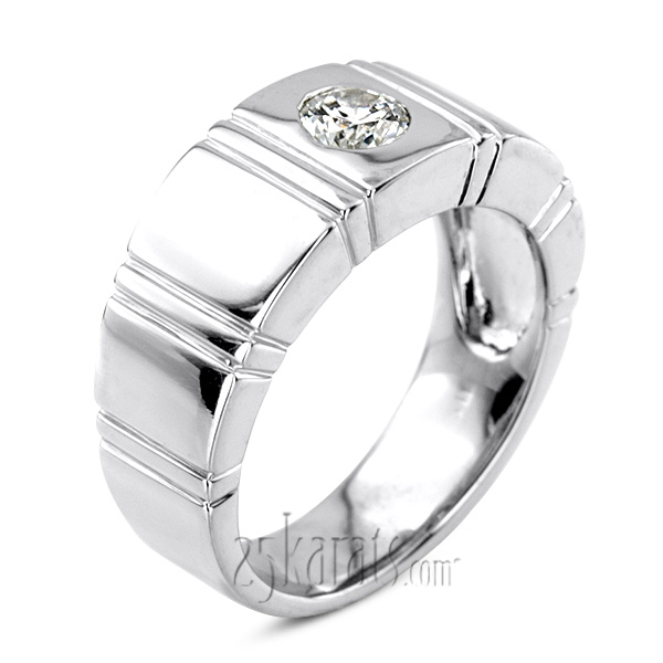 0.50 ct. Round Cut Bezel Set Solitaire Diamond Men Ring - view 4