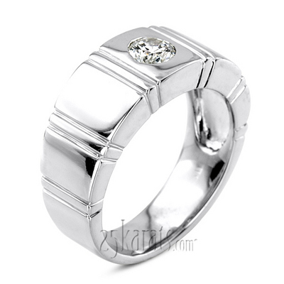 0.50 ct. Round Cut Bezel Set Solitaire Diamond Men Ring - view 4 of 6