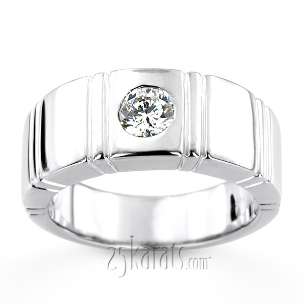 0.50 ct. Round Cut Bezel Set Solitaire Diamond Men Ring - view 5