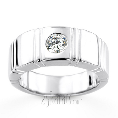 0.50 ct. Round Cut Bezel Set Solitaire Diamond Men Ring - view 5 of 6