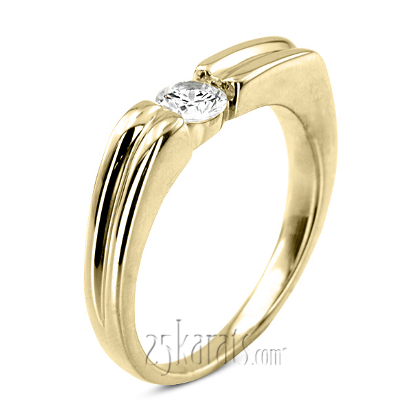 0.35 ct. Round Cut Bar Set Solitaire Diamond Men Ring - view 4