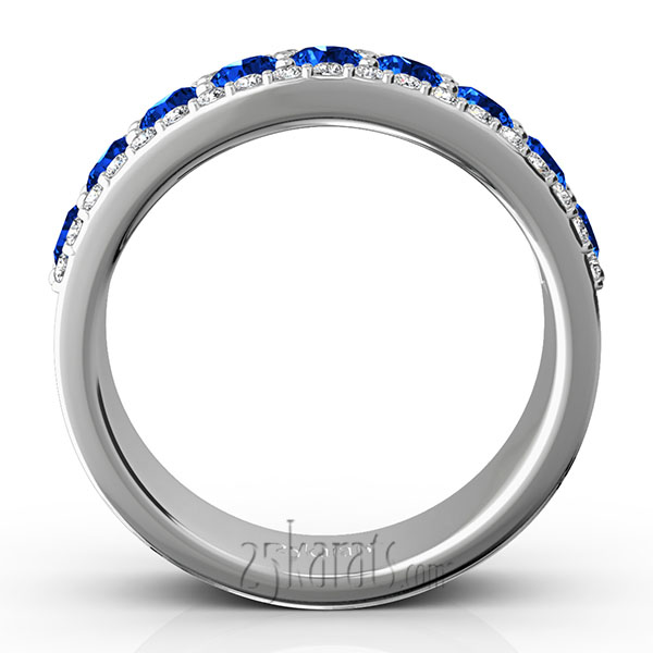 Diamond Cut Sapphire and Brilliant Diamond Anniversary Band (1/3 ct. tw.) - view 5