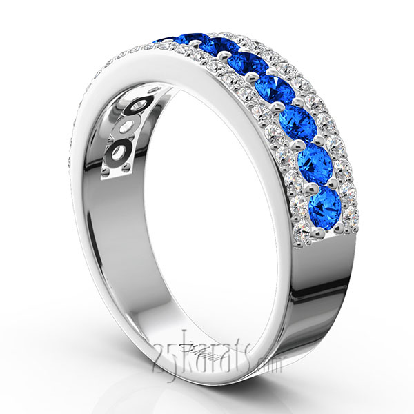 Diamond Cut Sapphire and Brilliant Diamond Anniversary Band (1/2 ct. tw.) - view 1