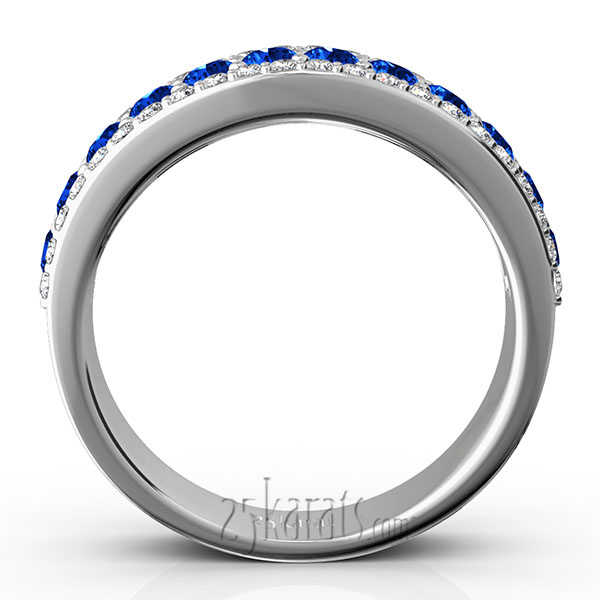 Diamond Cut Sapphire and Brilliant Diamond Anniversary Band (1/2 ct. tw.) - view 2