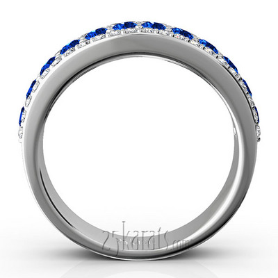 Diamond Cut Sapphire and Brilliant Diamond Anniversary Band (1/2 ct. tw.) - view 2 of 8