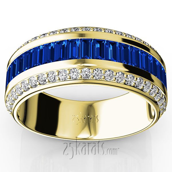 Blue Sapphire and Diamond Woman Anniversary Ring (1/2 ct. tw. Diamonds) - view 2