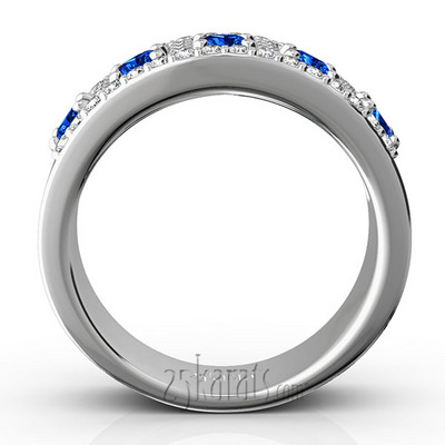 Princess Cut Sapphire and Diamond Anniversary Band - view 4 of 7