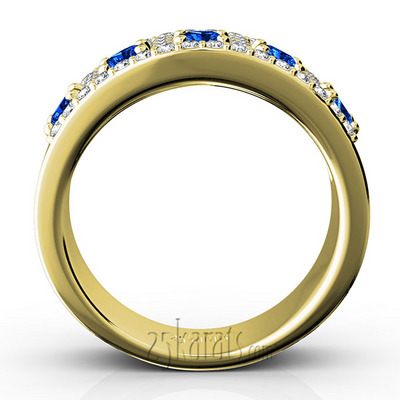 Princess Cut Sapphire and Diamond Anniversary Band - view 5 of 7