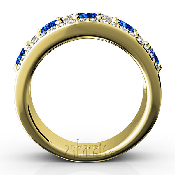 Princess Cut Sapphire and Diamond Anniversary Band - view 6