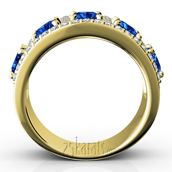 Princess Cut Sapphire and Diamond Anniversary Band - view 6