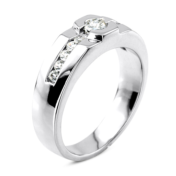 0.55 ct. Round Cut Bezel Set Diamond Man Ring - view 7