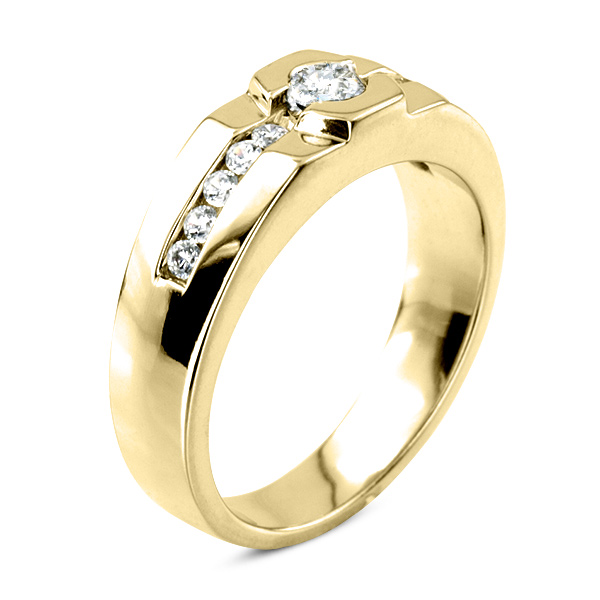 0.55 ct. Round Cut Bezel Set Diamond Man Ring - view 8