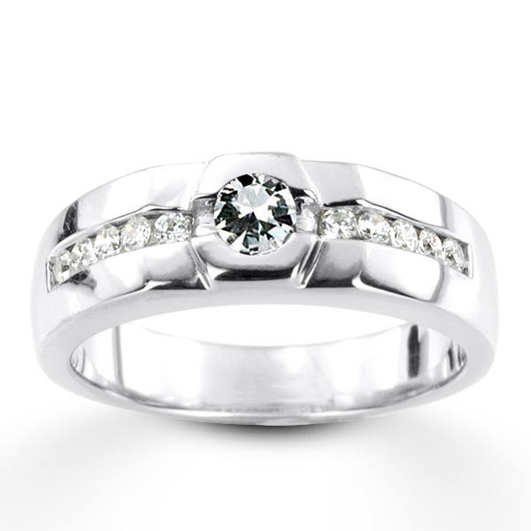 0.55 ct. Round Cut Bezel Set Diamond Man Ring - view 9