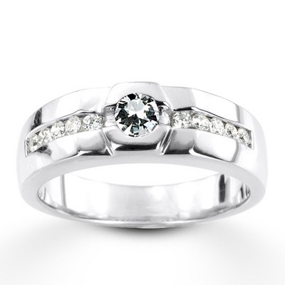 0.55 ct. Round Cut Bezel Set Diamond Man Ring - view 9 of 10